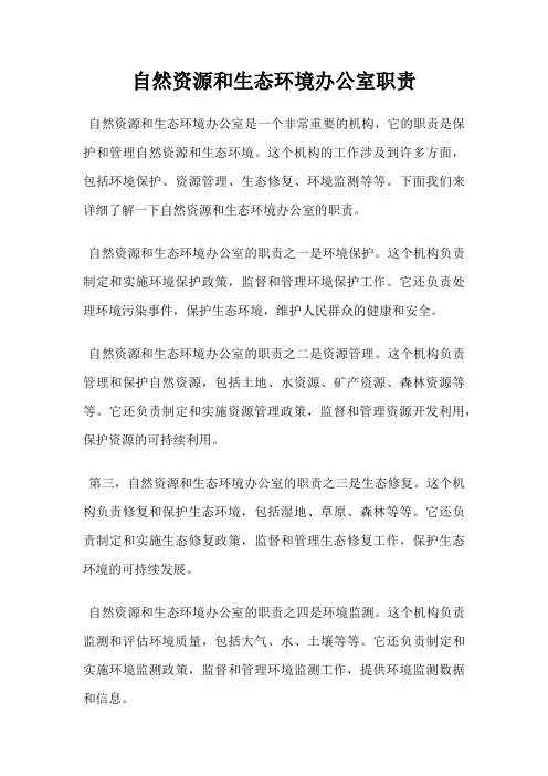 自然资源和生态环境办公室职责