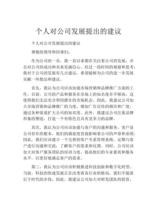 个人对公司发展提出的建议