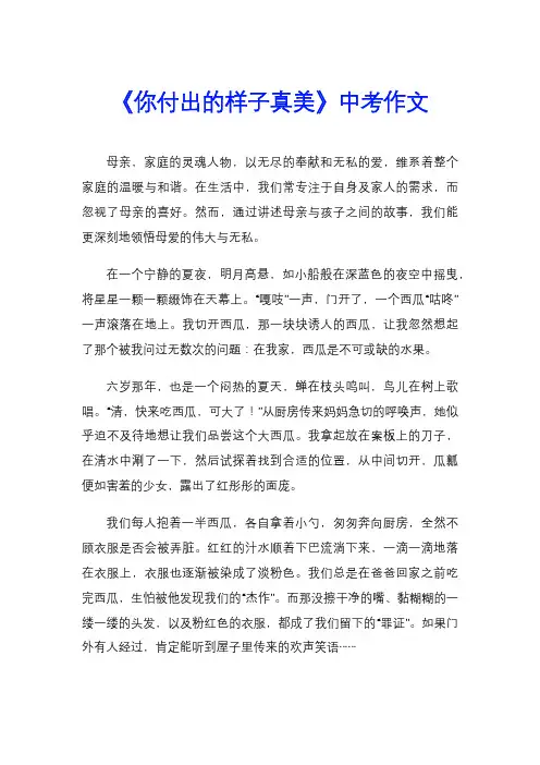《你付出的样子真美》中考作文