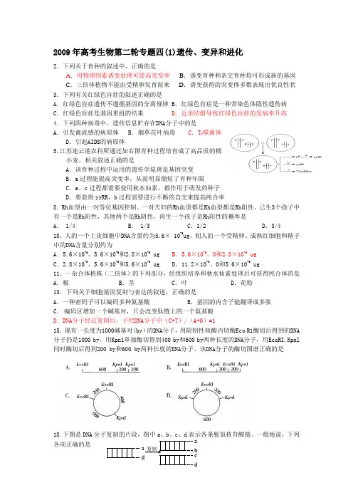 2009年高考生物第二轮专题四