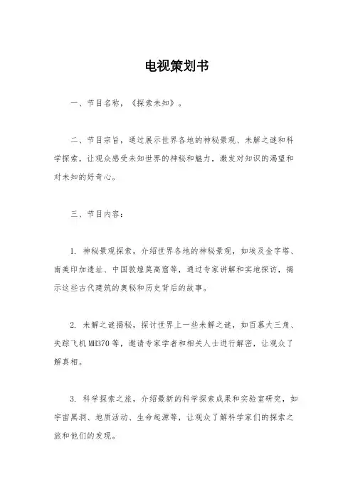 电视策划书