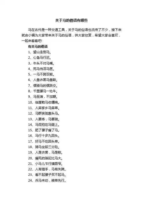 关于马的俗语有哪些