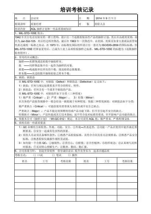 培训记录(QC)