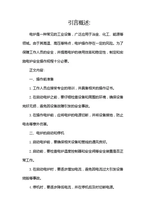 电炉安全操作规程(最新版)