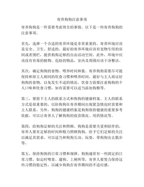 寄养狗狗注意事项