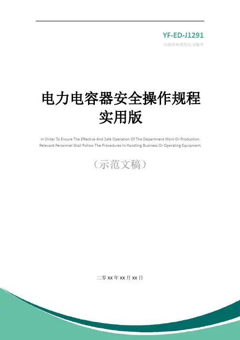 电力电容器安全操作规程实用版