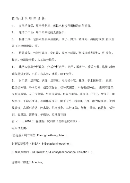 组织培养实验器材