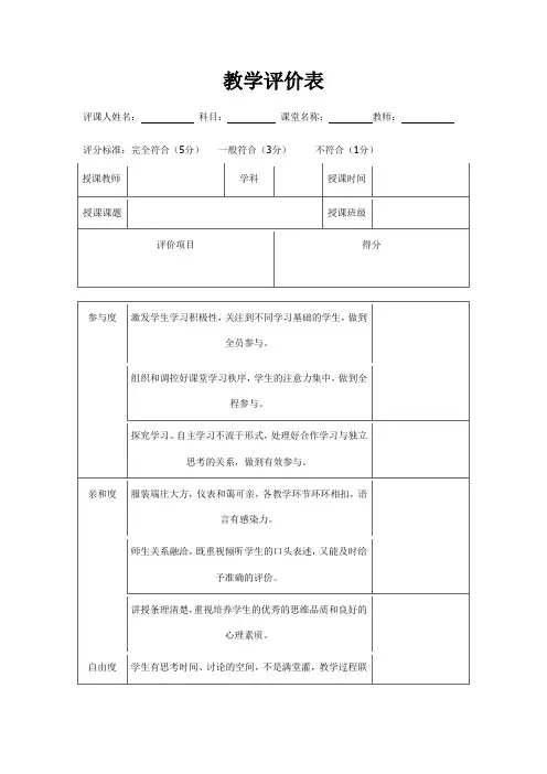 教学评价(教师)
