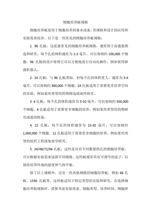 细胞培养板规格
