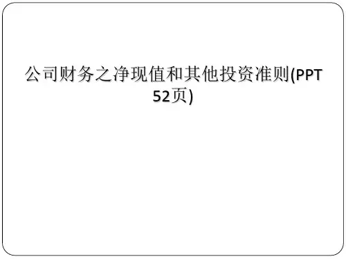 公司财务之净现值和其他投资准则