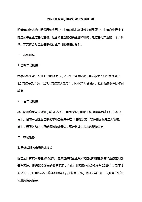 2023年企业信息化行业市场规模分析