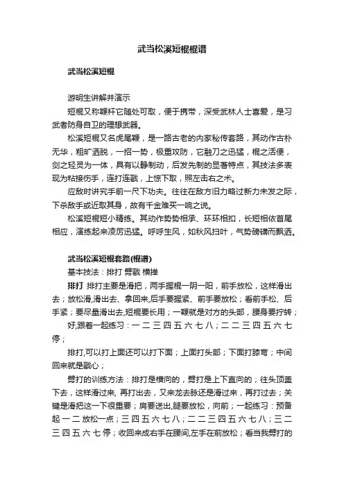 武当松溪短棍棍谱
