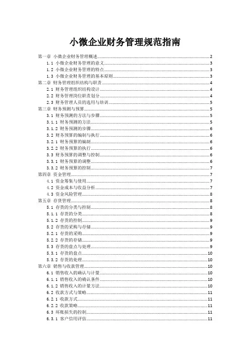 小微企业财务管理规范指南