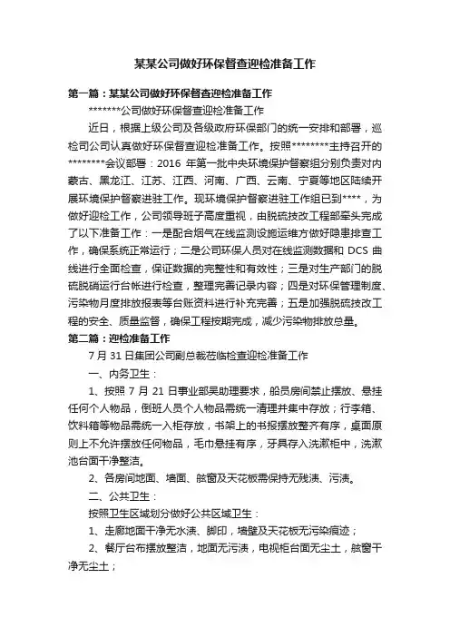 某某公司做好环保督查迎检准备工作