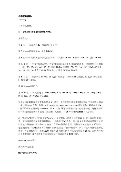 内存型号说明