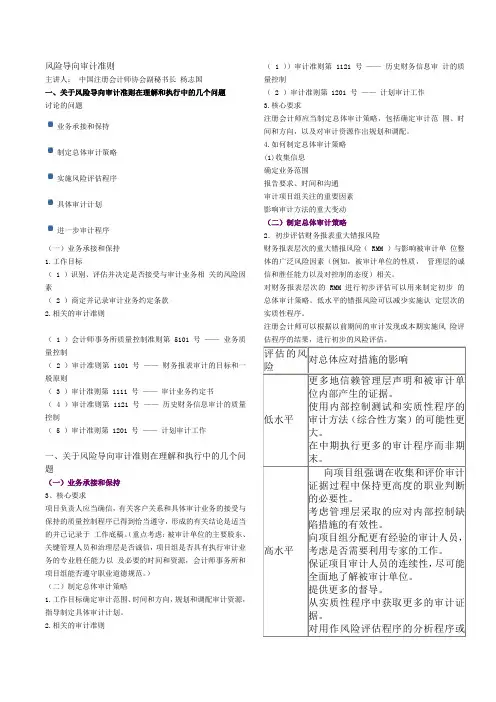 杨志国—风险导向审计准则
