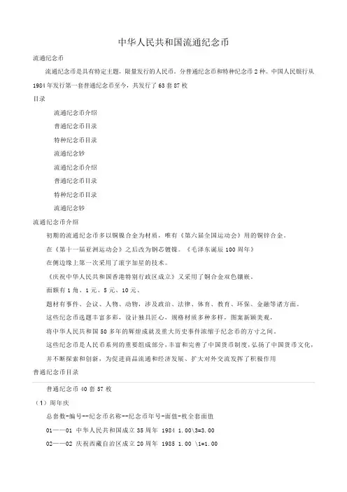 中华人民共和国流通纪念币