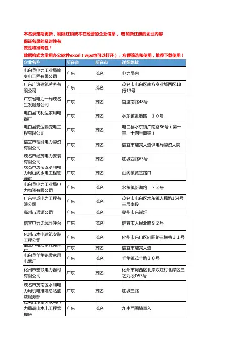 2020新版广东茂名电力企业公司名录名单黄页联系方式大全101家