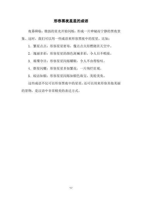 形容黑夜星星的成语