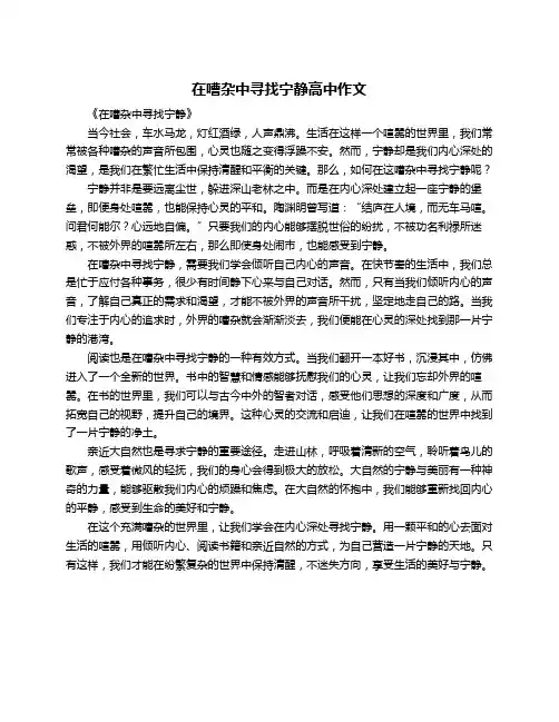 在嘈杂中寻找宁静高中作文
