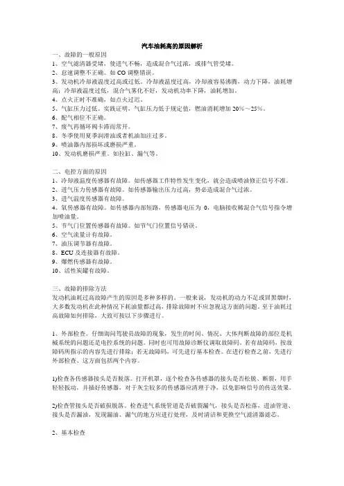汽车油耗高的原因解析
