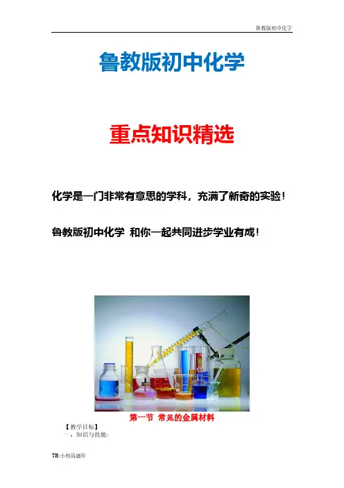 新版鲁教版初中化学九年级下册全册 第九单元 金属 第一节 常见的金属材料名师教案1 