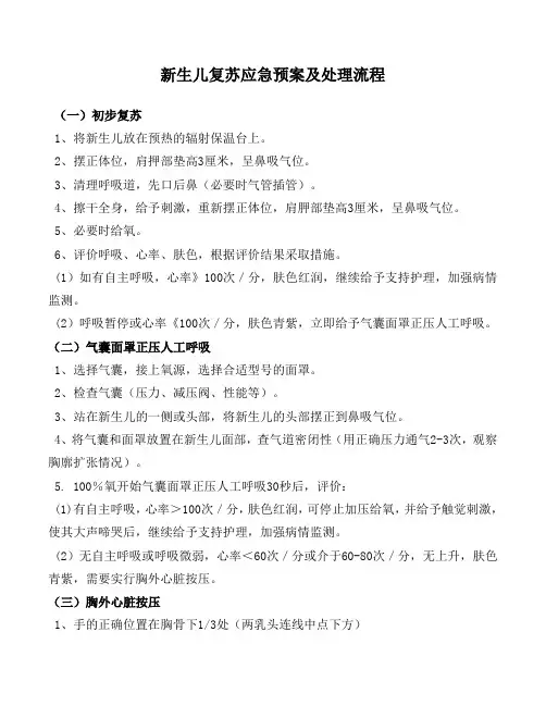 新生儿科规章制度-新生儿复苏预案