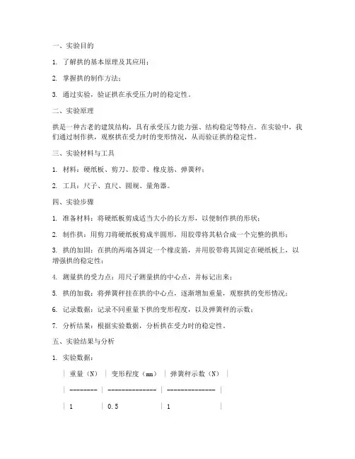 制作拱的实验报告