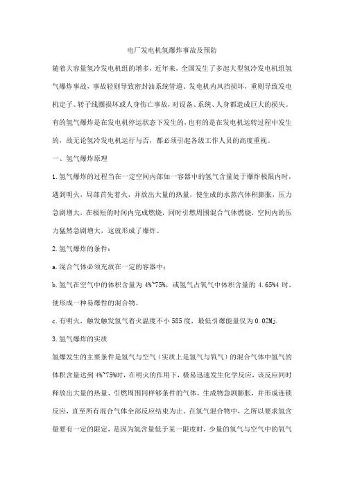 电厂发电机氢爆炸事故及预防