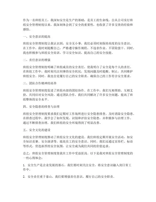 班组安全管理制度心得