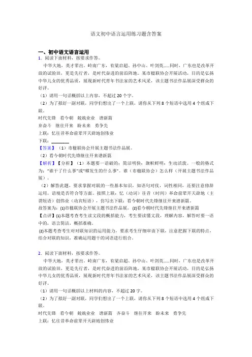 语文初中语言运用练习题含答案