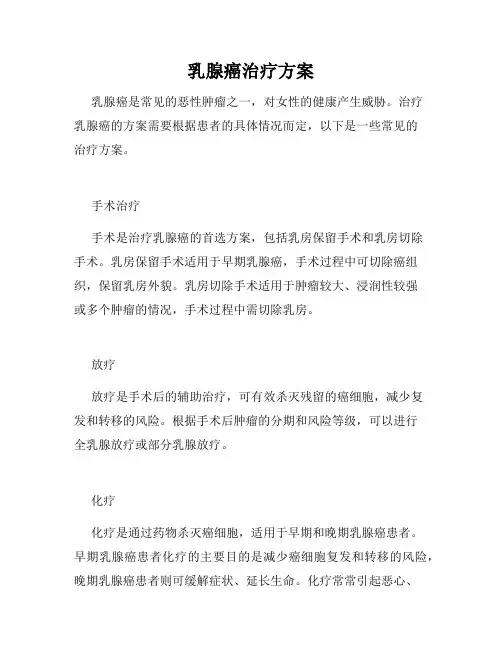 乳腺癌治疗方案