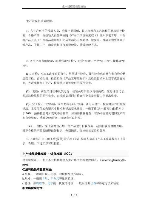 生产过程的质量检验