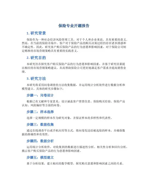 保险专业开题报告