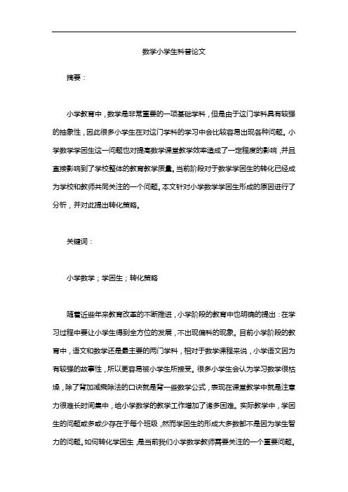 数学小学生科普论文
