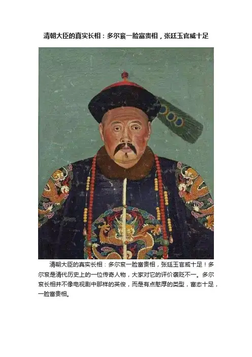 清朝大臣的真实长相：多尔衮一脸富贵相，张廷玉官威十足