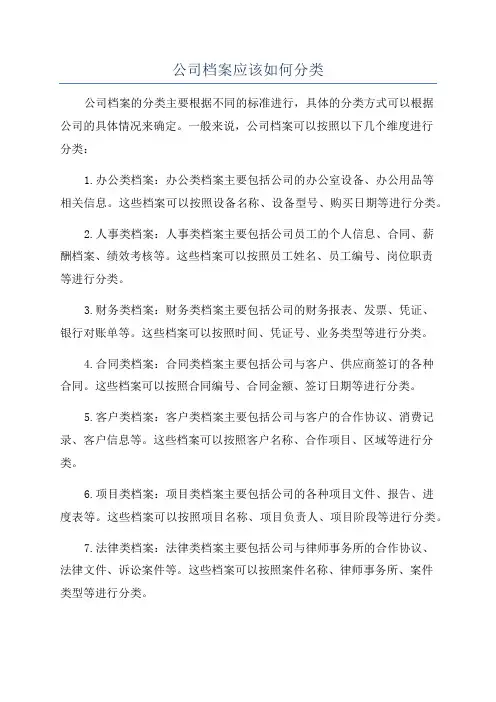 公司档案应该如何分类