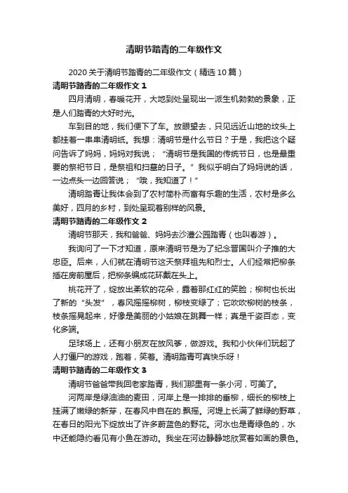 2020关于清明节踏青的二年级作文（精选10篇）