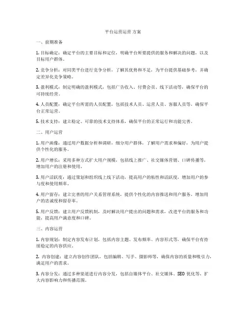 平台运营运营 方案