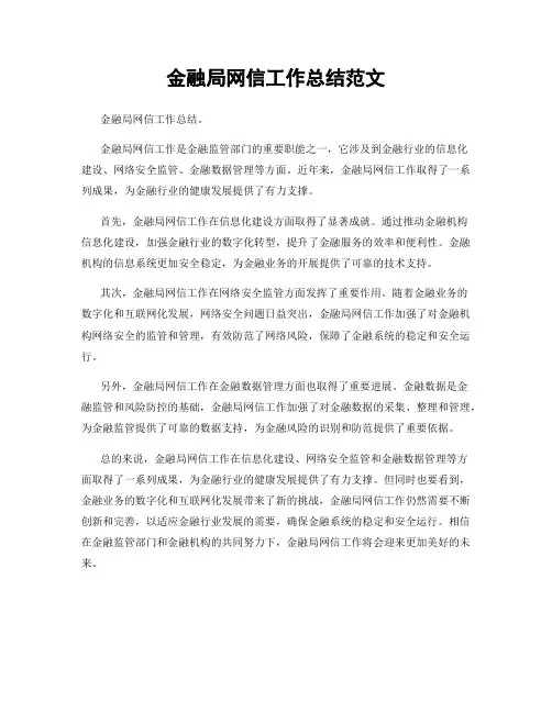 金融局网信工作总结范文