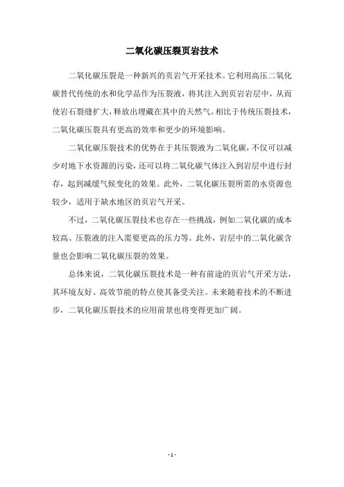 二氧化碳压裂页岩技术