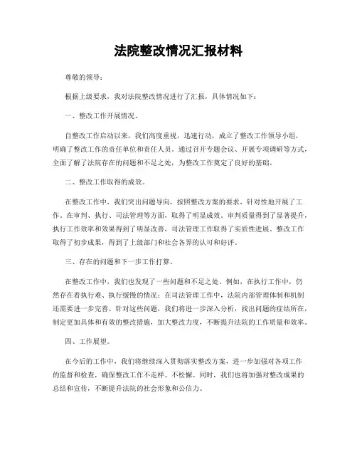 法院整改情况汇报材料