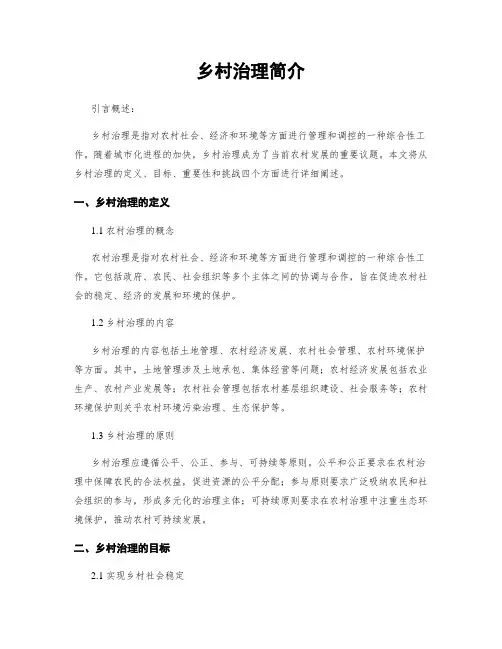 乡村治理简介