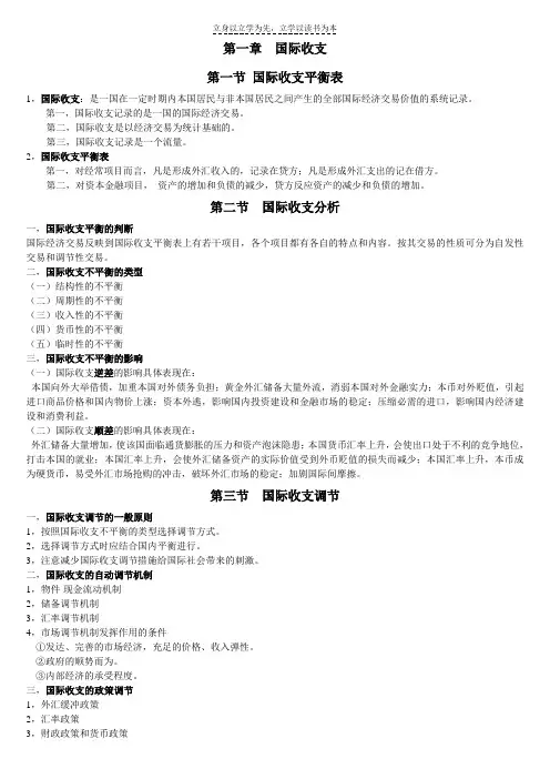 国际金融期末考试复习重点