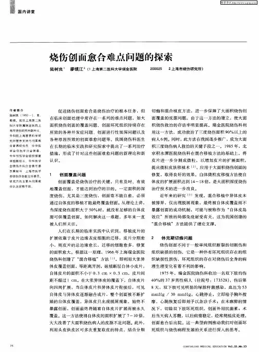 烧伤创面愈合难点问题的探索