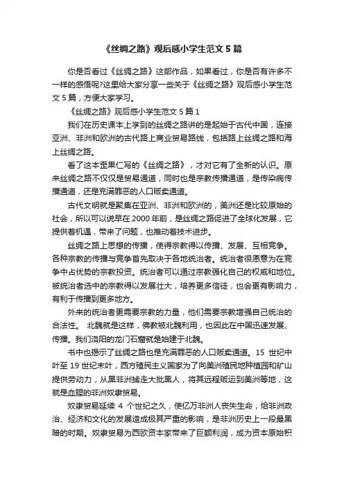 《丝绸之路》观后感小学生范文5篇