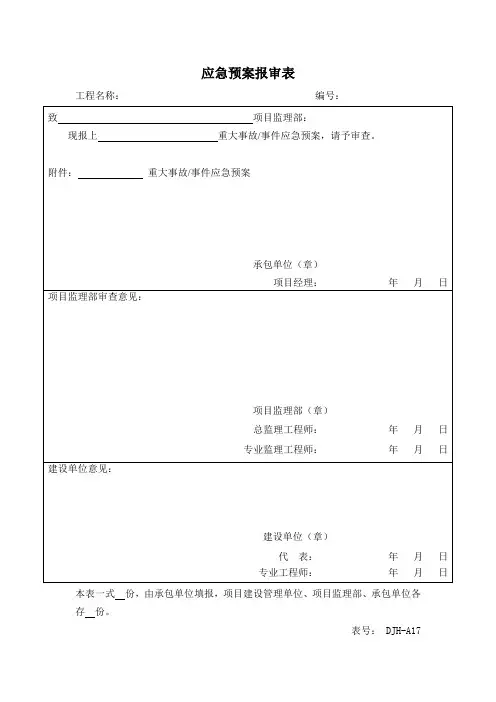 应急预案报审表