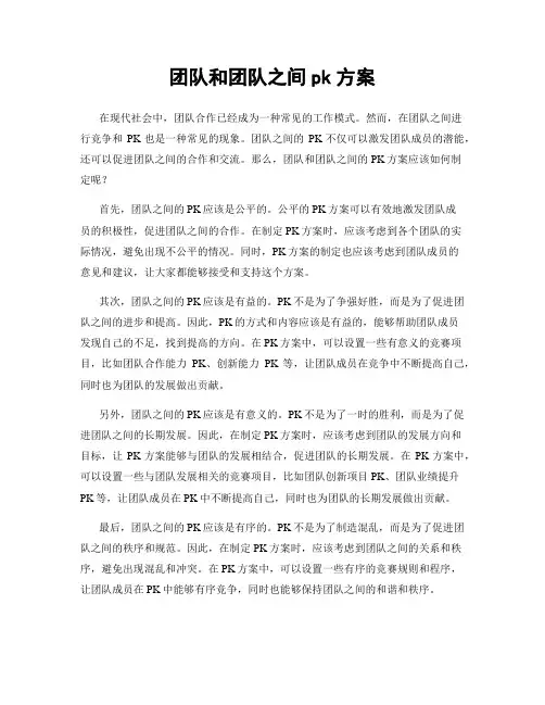 团队和团队之间pk方案