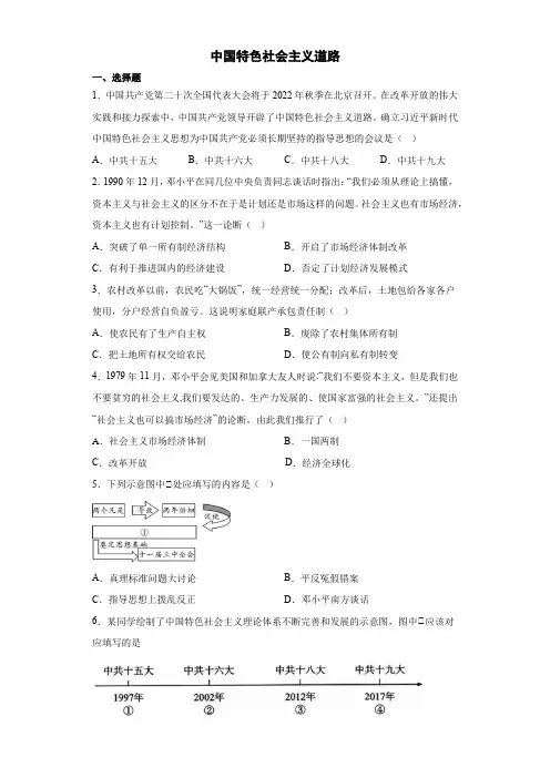 2023年初中历史中考一轮复习 中国特色社会主义道路考点专项练 
