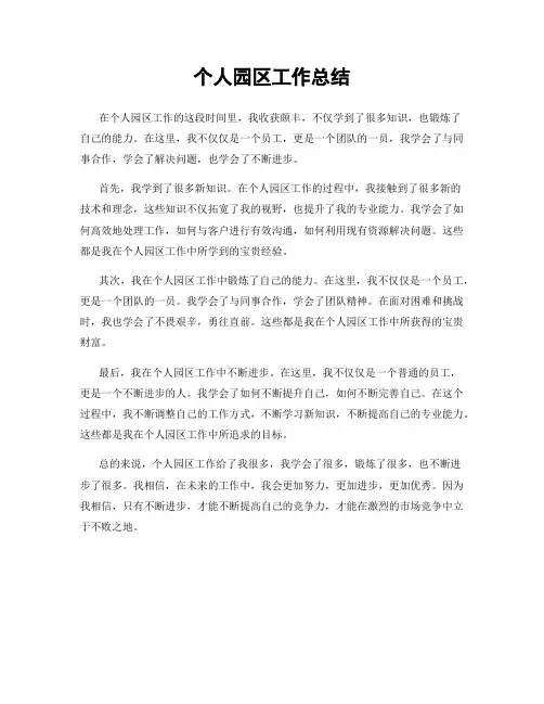 个人园区工作总结